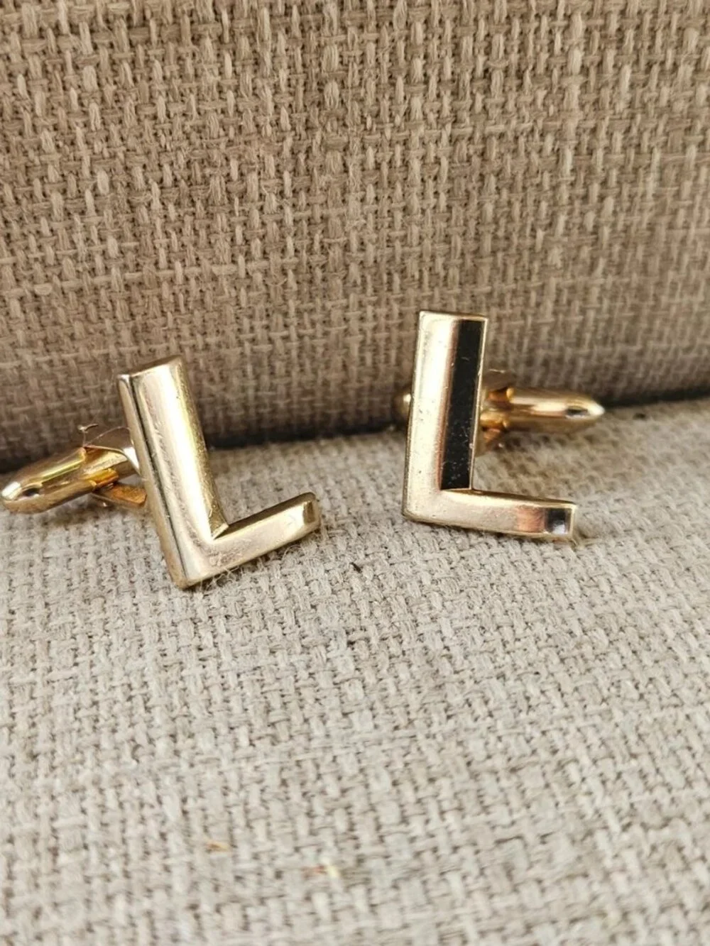 Vintage Swank Cufflinks Gold Tone Initial L Fashion Men Jewelry Cuff Links